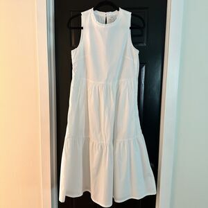 J. Crew White Sleeveless Tiered Ruffle Lined Midi Sun Dress SIZE 2 Graduation